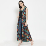Women Multicolored Printed Open Front Fusion Shrug